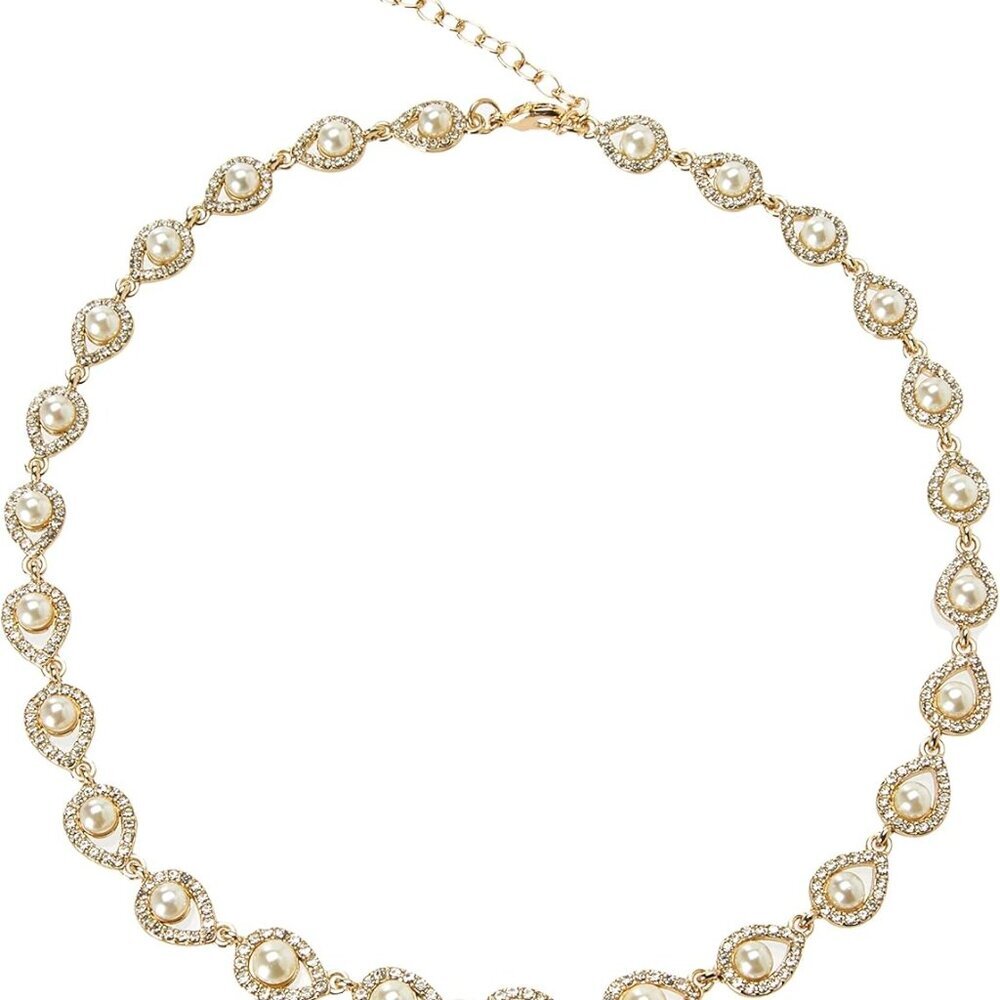 Jewellery Womens Gold Tone Pearl Necklace 16 Inch Glass Base Lobster Clasp